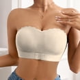 thumbnail image 2 of WZXFASHION Strapless Bra For Women Wire Bras Front Buckle Padded Bra With Straps Bra Beige XL, 2 of 7