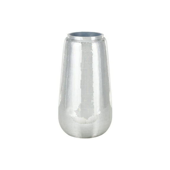 DecMode 30" Mosaic Floor Silver Fiberglass Vase with Blue Interior