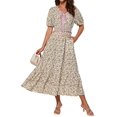 thumbnail image 1 of Vestido GRACE KARIN para mujer, verano, fluido, playa, bohemio, verde y rosa, 1 of 3