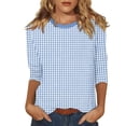 thumbnail image 2 of Blue Women's Long Sleeve T-shirt, 2025 New Women'S Shoulder Seven Quarter Sleeve T Shirt Summer Women'S Top,Women's Long sleeve T-shirt L, 2 of 5