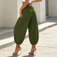 thumbnail image 4 of Lumtrix Cotton Linen Harem Pants Women Balloon Trouser Wide Leg Baggy Pants | Drawstring Elastic Waist Lantern Pants With Pockets Green XL, 4 of 7