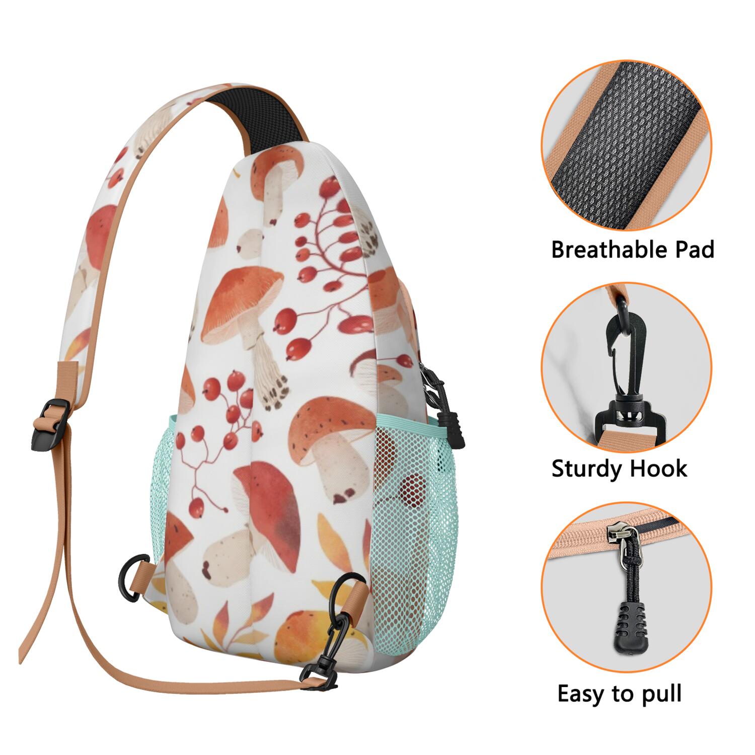 Sling Bag Mushroom Hiking Sling Backpack Casual Bag for Men Women