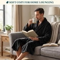 thumbnail image 3 of PAVILIA Mens Soft Robe Bathrobe for Men, Lightweight Fleece Male Robe Long Bath Shower Spa with Shawl Collar and Pockets (Black, L/XL), 3 of 8