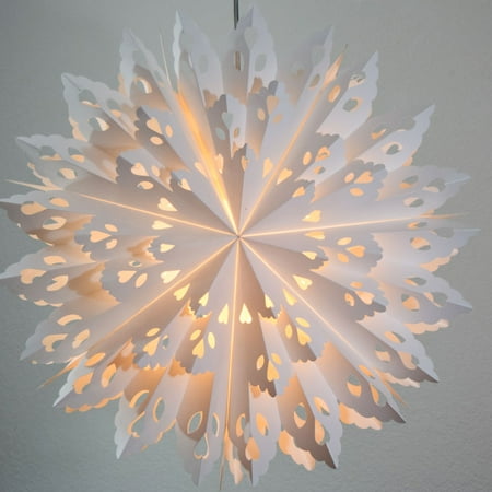Quasimoon 24 White Winter Wreath Snowflake Paper Star Lantern