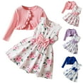 thumbnail image 6 of Wxolcjlv Toddler Girls Outfit Sets Floweer Print Sleeveless Bow Dress And Solid Long Sleeve Cardigan Set Kids Girls Summer Beach Vaction Party Outfit Sets，2Piece，5 -6 Years, 6 of 9