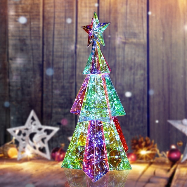 xihome Decoracin de mesa con luz LED multicolor degradada de 53 cm con diseño geomtrico de estrella de 5 puntas para escaparate navideño