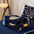 thumbnail image 6 of Manfei Lovely Astronaut Alphabet M Zipper Queen Comforter Set with Fitted Sheet and 2 Pillowcases,Celestial Space Planets Zipper Bedding Set,Navy Blue Reversible,4pcs, 6 of 8