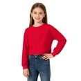 thumbnail image 2 of KyCheLot Girls Crop Tops Long Sleeve Round Neck Solid Color Casual Wear Sweatshirt for 3-14 Years, 2 of 7