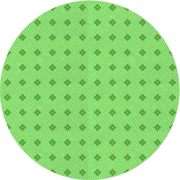 Ahgly Company Indoor Round Patterned Emerald Green Area Rugs, 7' Round