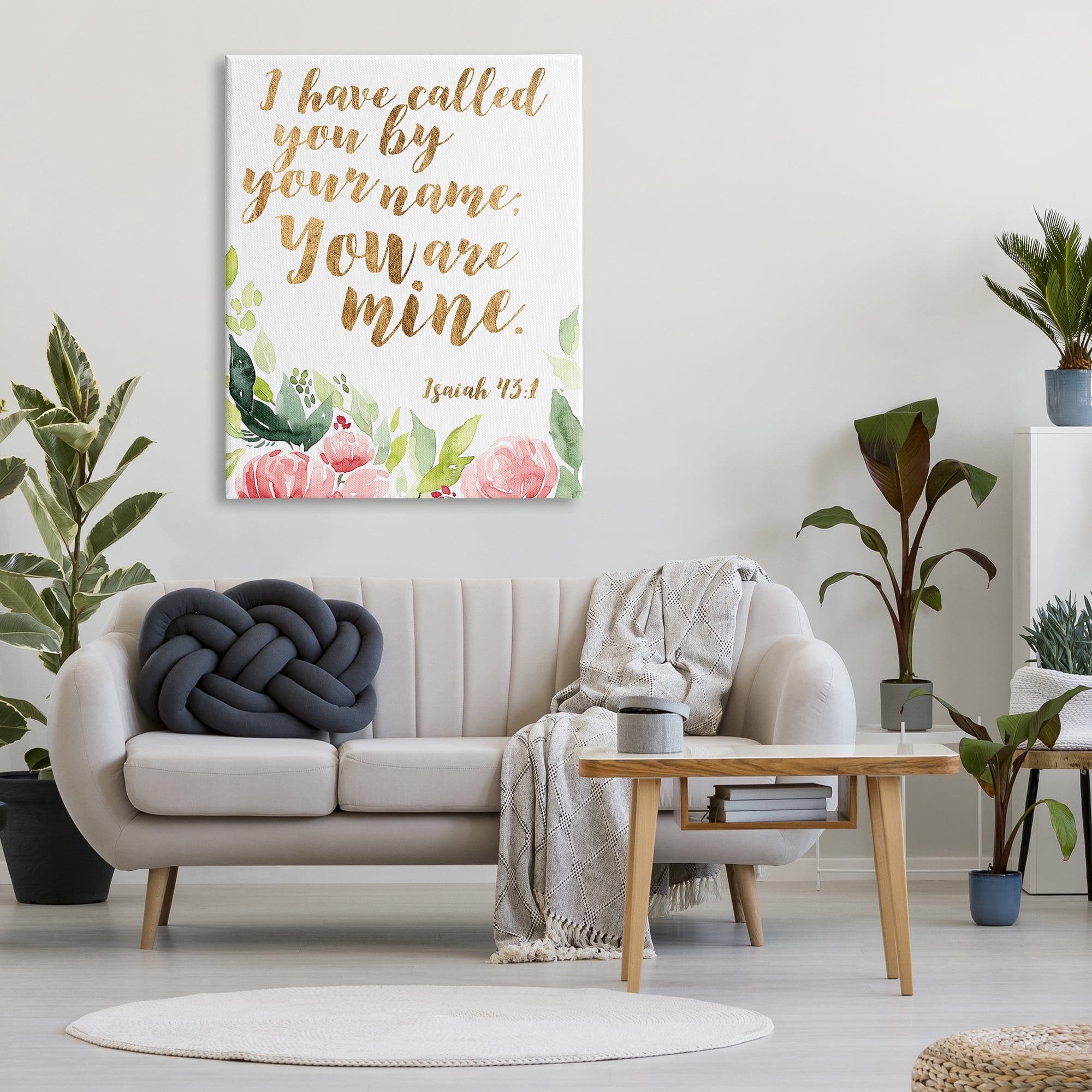 Stupell Industries I Have Called You Spiritual Isaiah 43:1 Fresh Pink Florals, 36 x 48, Designed by Studio W