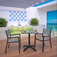 thumbnail image 2 of Modway Maine 3-Piece Modern Aluminum Patio Dining Set in Brown/Gray, 2 of 5