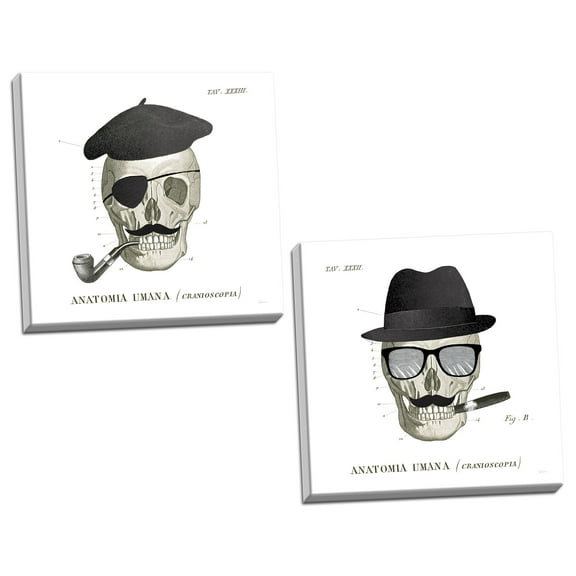 Gango Home Decor Eclectic Dandy Bones V & Dandy Bones VI by Sue Schlabach (Ready to Hang); Two 12x12in Hand-Stretched Canvases