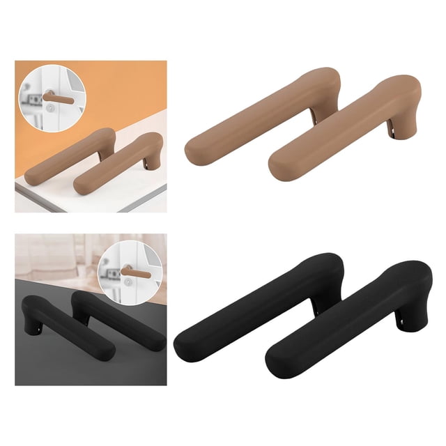 4 piezas de cubierta protectora de la manija de la puerta, cubierta de la perilla de los guantes de la manga de silicona para la protección de los niños Negro y marrón Fernando cubierta protectora del mango