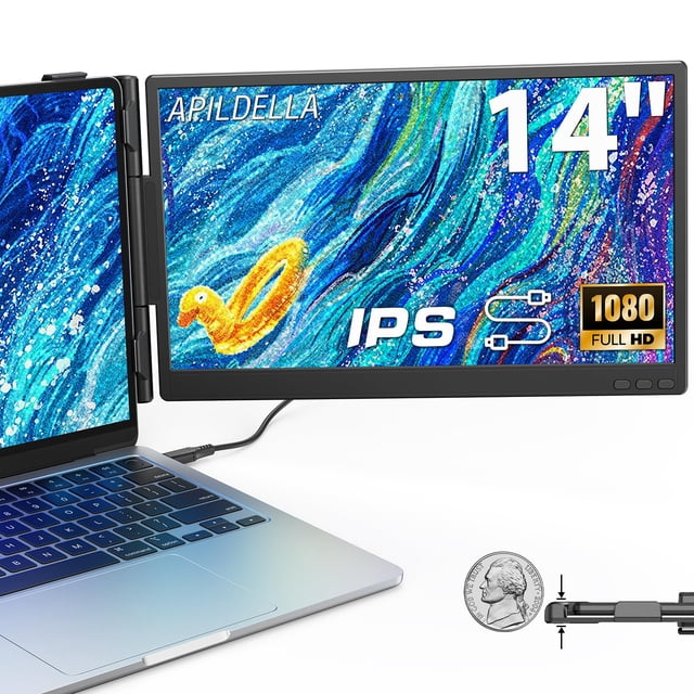 Extensor de pantalla para portátil APILDELLA 14" 1080P FHD con altavoz