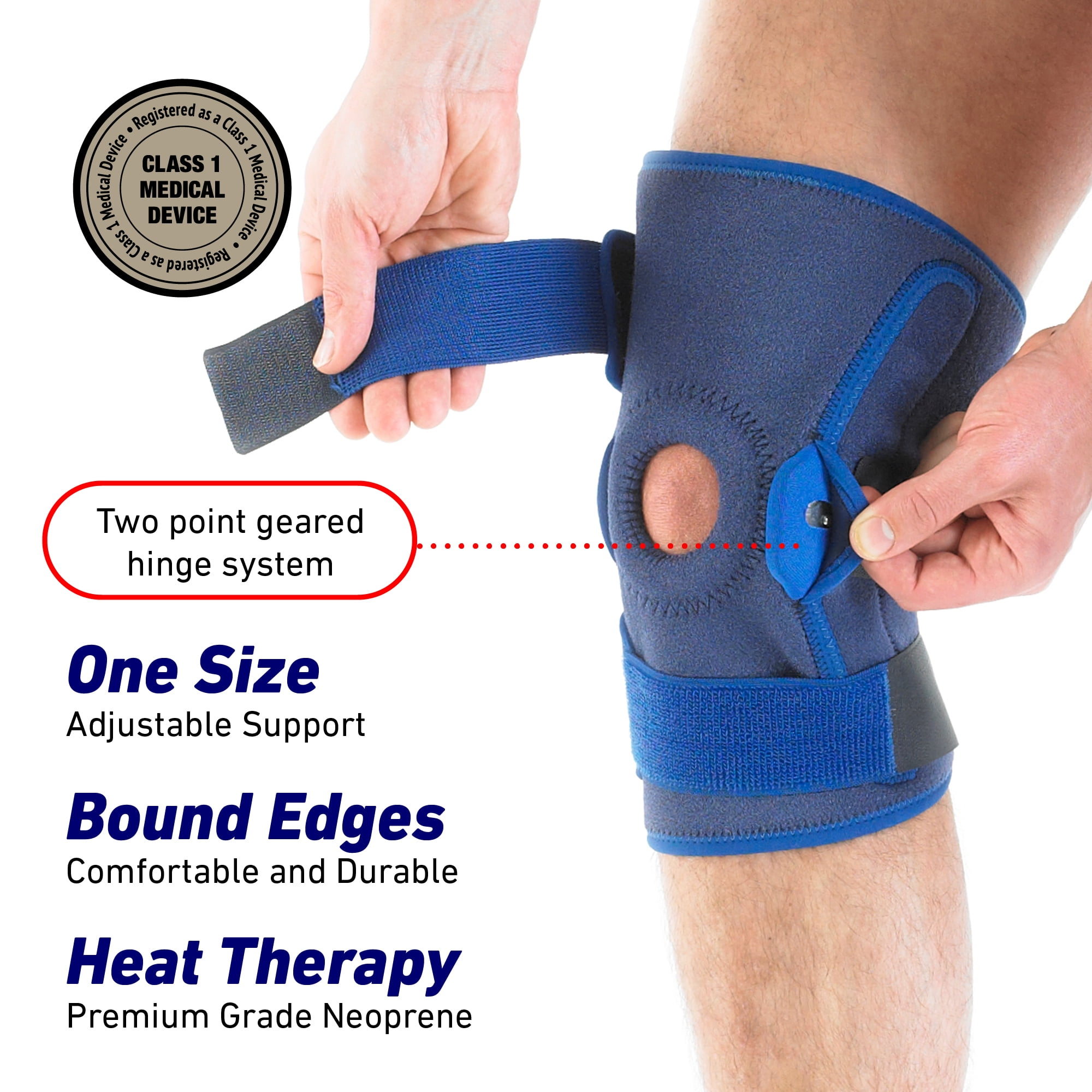 Neo G Hinged Knee Brace for Women and Men - Knee Support Open Patella for Joint Knee Pain Relief, Meniscus Tear, Arthritis, Rehabilitation, Strains, Sprains - Adjustable Compression - One Size