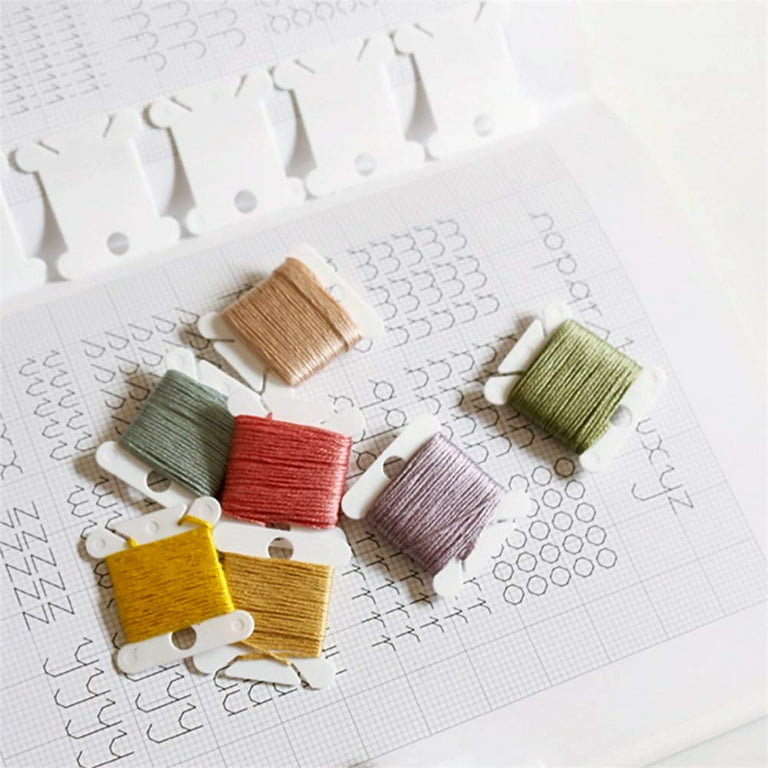 50 Pieces Plastic Floss Bobbins for Cross Stitch Embroidery Thread  Embroidery Floss Cross Stitch Threads Craft DIY Sewing Storage Winding  Thread Organizer Holder Embroidery DIY Cards