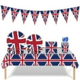 thumbnail image 1 of CNKOO Union Jack Tableware Union Jack Tablecloth/Paper Plates/ Napkins / Cups / Spoons / Fork / Triangle Flags Banner Dinnerware Queens Platinum Jubilee 2022 Decorations Party Supplies, 1 of 11