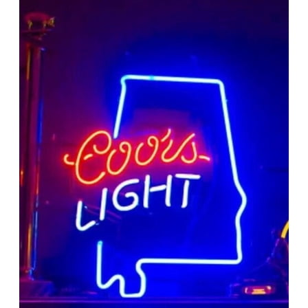 Queen Sense 24"x20" Custom Coor Light Alabama Map Neon Sign Man Cave Beer Pub Bar Artwork Handmade Wall Decor Gift Neon Light 124CLALM