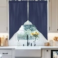 thumbnail image 4 of Dark Blue Swag Valances for Windows 2 Pack Solid Color Swag Kitchen Curtains 36 Inches Long Rod Pocket Short Window Treatment for Kitchen Bathroom 28"x36", 4 of 8