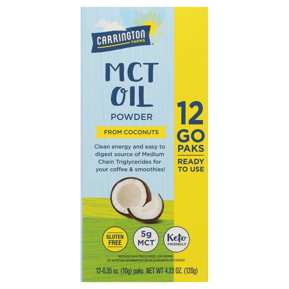 Carrington Farms MCT Powder, Flours, 12 Togo Packs, Ready to Use