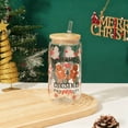 thumbnail image 2 of nTRIUQJ Christmas Glass Cups 16oz Iced Coffee Cups with Lids and Straws Drinking Glasses Cups Decor Glass Water Bottles Gift for Women Kids Men Cute Drinking Can Jar, Tumbler Gifts White1, 2 of 8