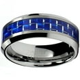 thumbnail image 2 of Metal Masters Womens 8mm Flat Top Tungsten Carbide Ring Wedding Blue Carbon Fiber Inlay, 2 of 7