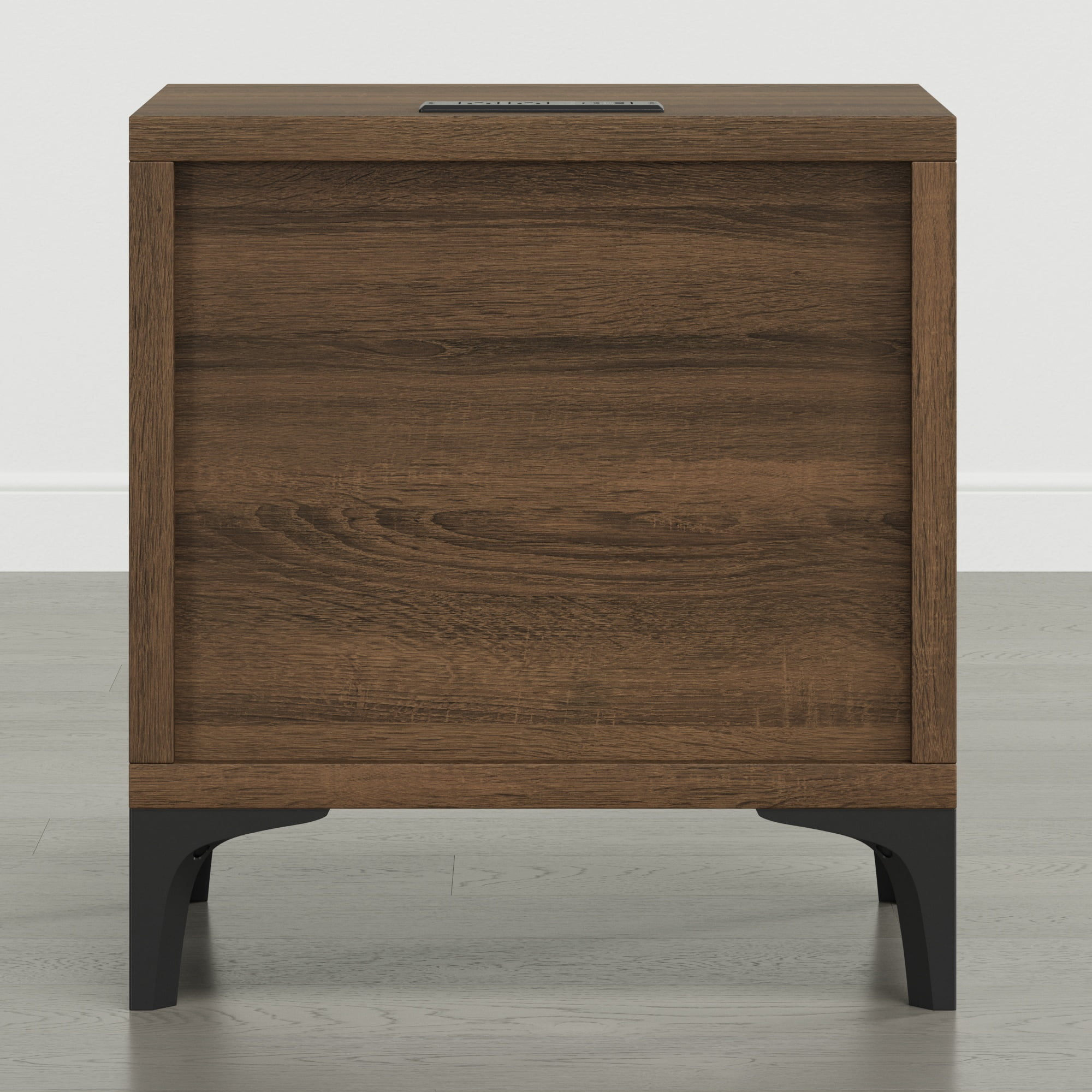 Spruce & Spring Boho Nightstands Set of 2, 2-Drawer End Tables with Charging Station, Rattan Front, Columbia Brown Wood Finish
