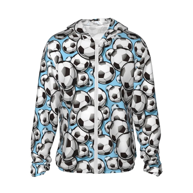 Fotbe Football Soccer Ball Chaqueta con Protección Solar UPF 50+ para Hombre y Mujer, Camisa con Capucha y Bolsillos-Large