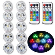 10pcs RGB Underwater LED Lights Submersible Multicolor 100% Waterproof LED Candle Tealight CR2450 Mood Light Battery Powered with IR Remote Control for Vase Bowls Swimming Pool
