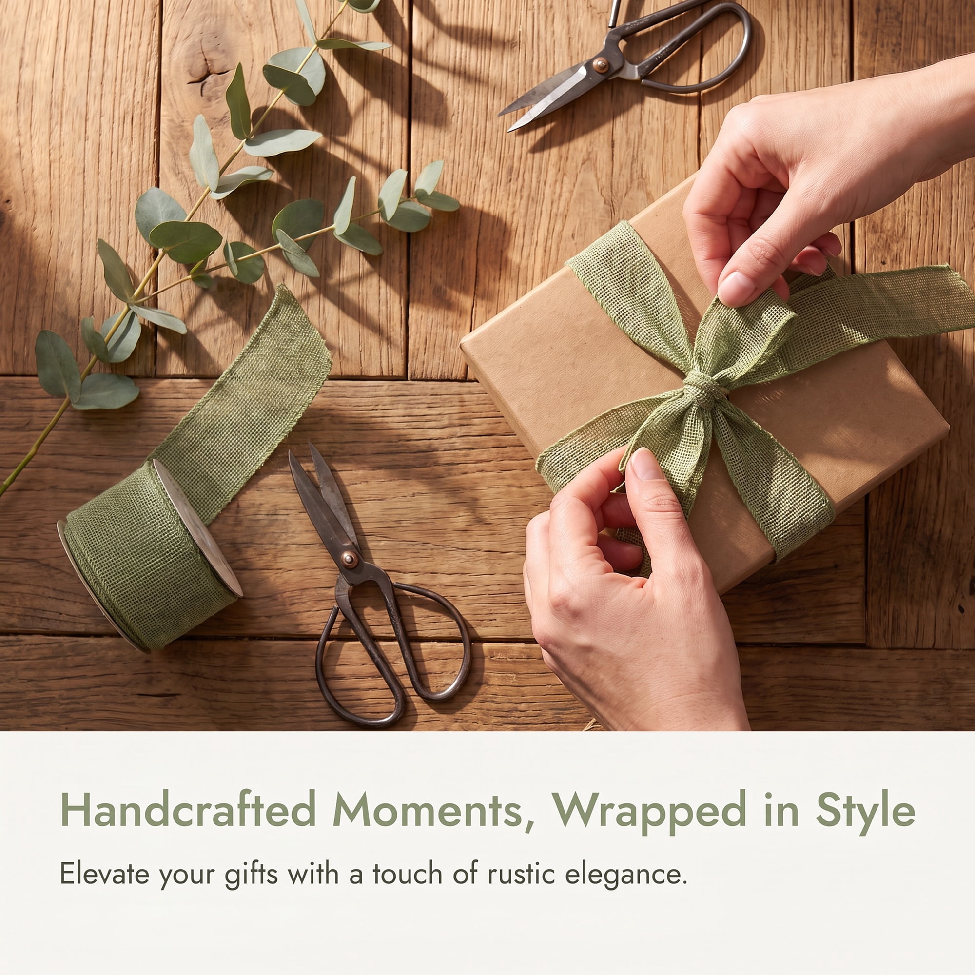 Unique Bargains Faux Burlap Ribbon for Elegant Gift Decoration Green 4.9 Yard