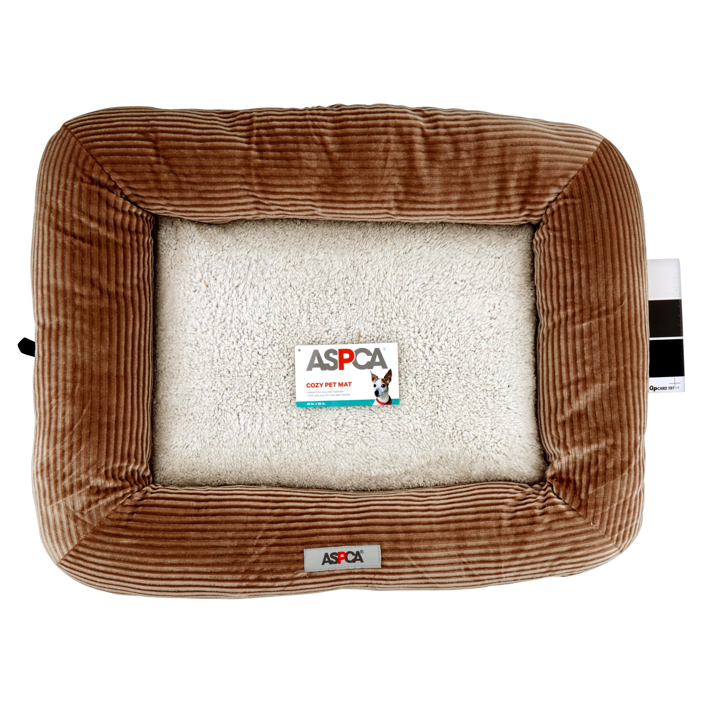 ASPCA Plush Crate Mat Pet Bed, Small, 25" X 20", Taupe