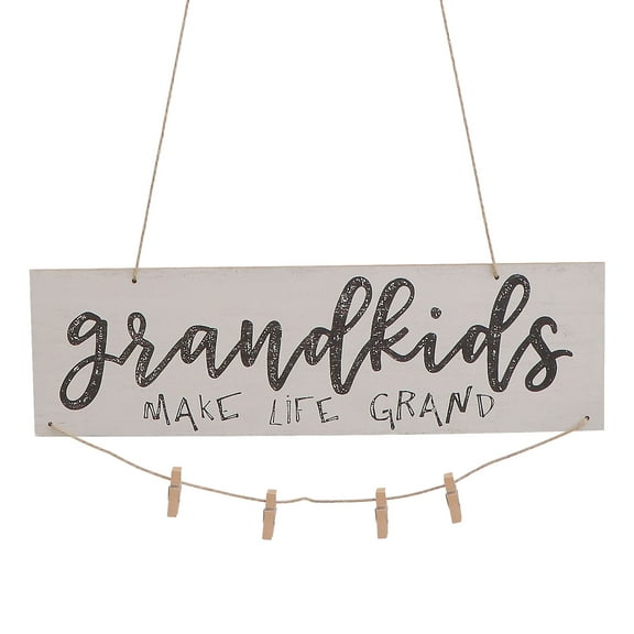 Grandkids Photo Frame Note Clips, Grandkids Make Life Grand Board Wall Decor, Best Gifts for Grandparents from Granddaughter and Grandson, 40 x 12 x 0.5cm