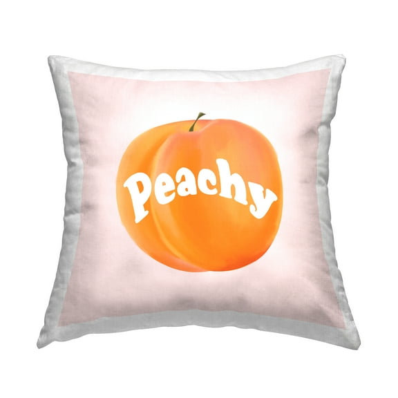Stupell Industries Peachy Fruit Typography Decorative Printed Throw Pillow Design by Ashley Singleton.