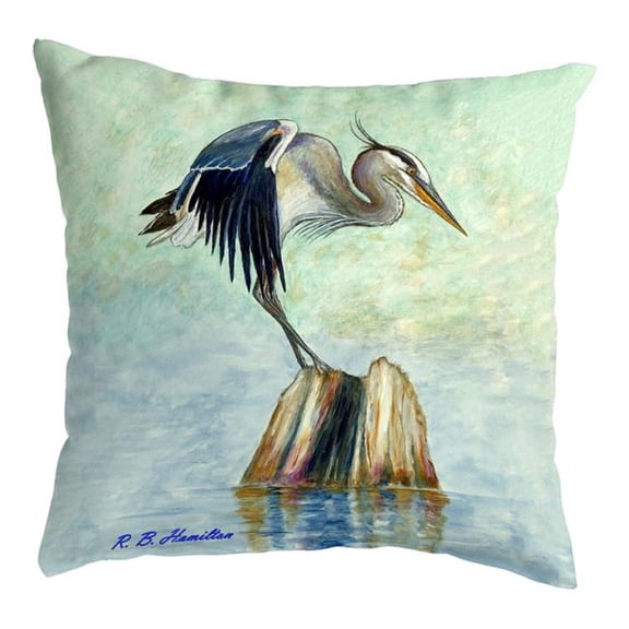 Betsydrake KS1175 12 x 12 in. Balancing Heron No Cord Pillow - Small