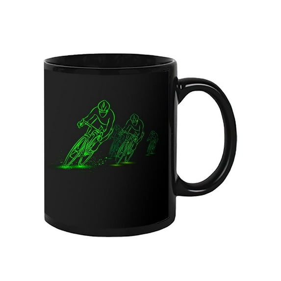 Green Cyclist Silhouettes Mug Unisex's -Image by Shutterstock