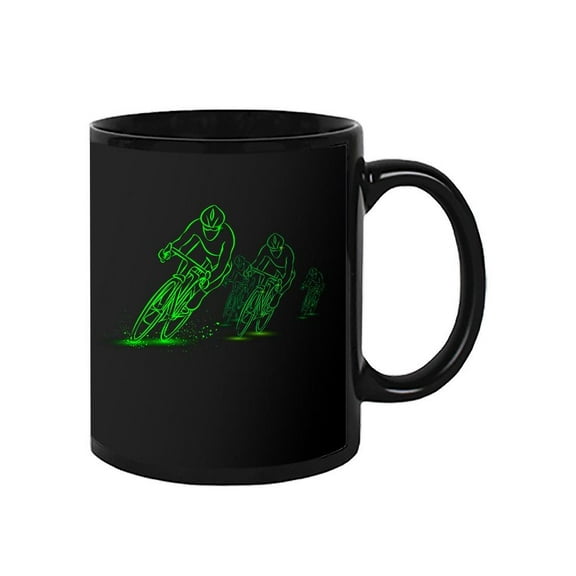 Green Cyclist Silhouettes Mug Unisex's -Image by Shutterstock