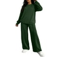 thumbnail image 2 of Women's 2 Piece Solid Color Casual Sportswear Long Pants Set, Easy and Chic Two-Piece Outfit for Casual Occasions,Dark Green 2XL, 2 of 4