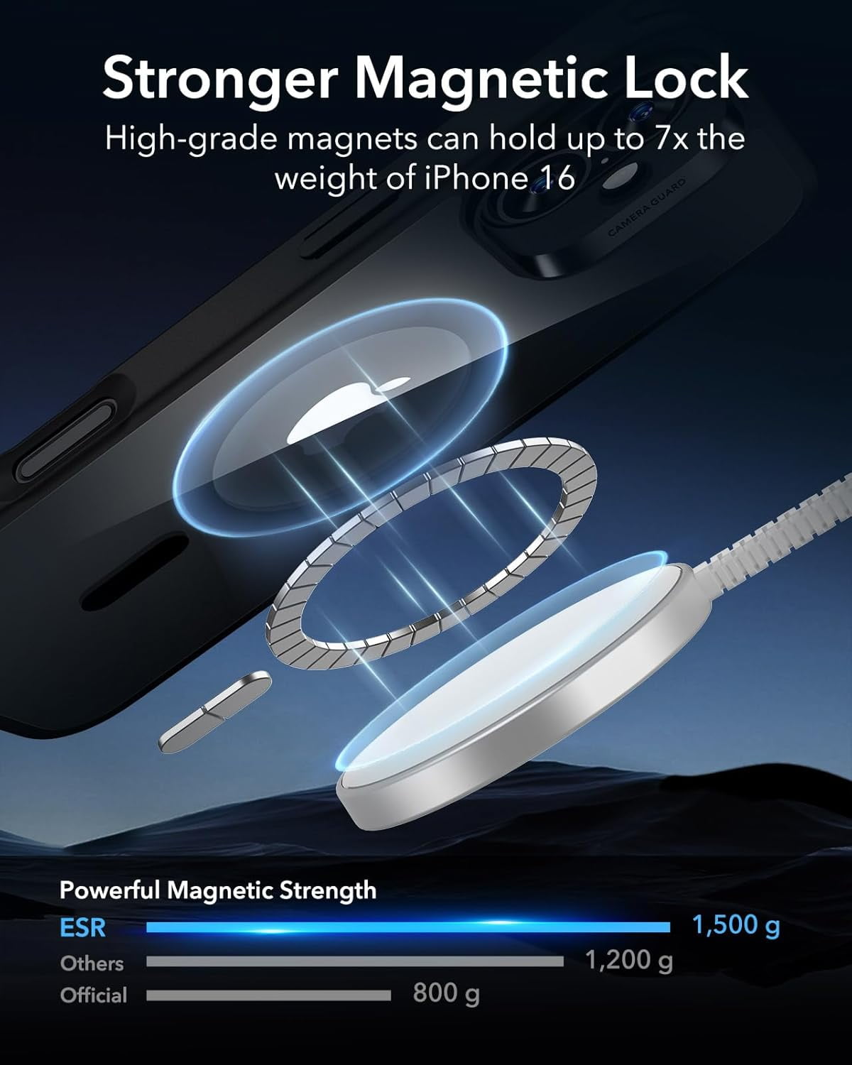 MHAWBL-for iPhone 16 Case, Compatible with MagSafe, Shockof Military-Grade tection, Magnetic Phone Case for iPhone 16, Classic Hybrid Case (HaloLock), Clear Black