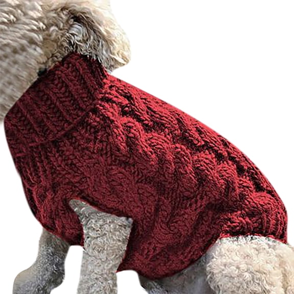 Pet Dog Turtleneck Knitting Sweater Coat Winter Warmer Thickening Pullover Knitwear Crochet Coat Clothes for Small Medium Dog Cat