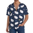 thumbnail image 3 of Honeii 's Cute Sheep 1 for men's short-sleeved button-up collared shirt featuring a pocket, perfect for beach vacations, and travel adventures., 3 of 5
