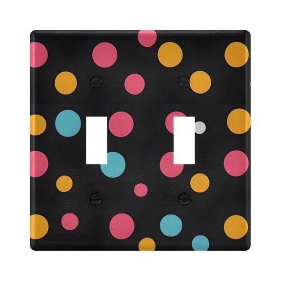 Haosy Light Switch Cover Plate 2 Gang Electrical Outlet Covers Colorful Polka Dots Decorate Wall Plate 4.56”x4.48”