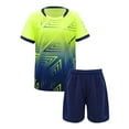 thumbnail image 1 of YEAHDOR Kids Boys Football Team Uniform Short Sleeve T-shirt and Shorts Set Sports Outfit Fluorescent Green 9-10, 1 of 7