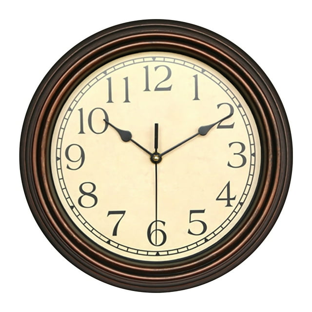 GGdda Wall Clock Retro Silent Non Ticking Round Classic Clock Quartz Decorative Battery Operated Wall Clock for Living Room Kitchen Home Office 12 Inch Bronze Wall Decor Alarm Clocks for Bedrooms (C