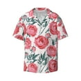 thumbnail image 4 of Uemuo Rose Flowers Pattern Cotton Linen Short Sleeve Shirts,Casual Lightweight Button Down Shirts,Vacation Beach Summer Tops-Small, 4 of 7