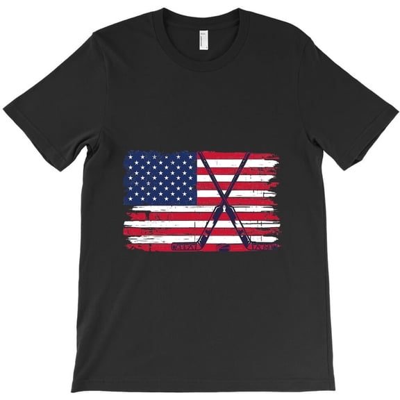 Hockey Player Goalie With A Vintage USA Flag For A Patriot, A Sports G962 Unisex T-Shirt, Up to Size 5XL