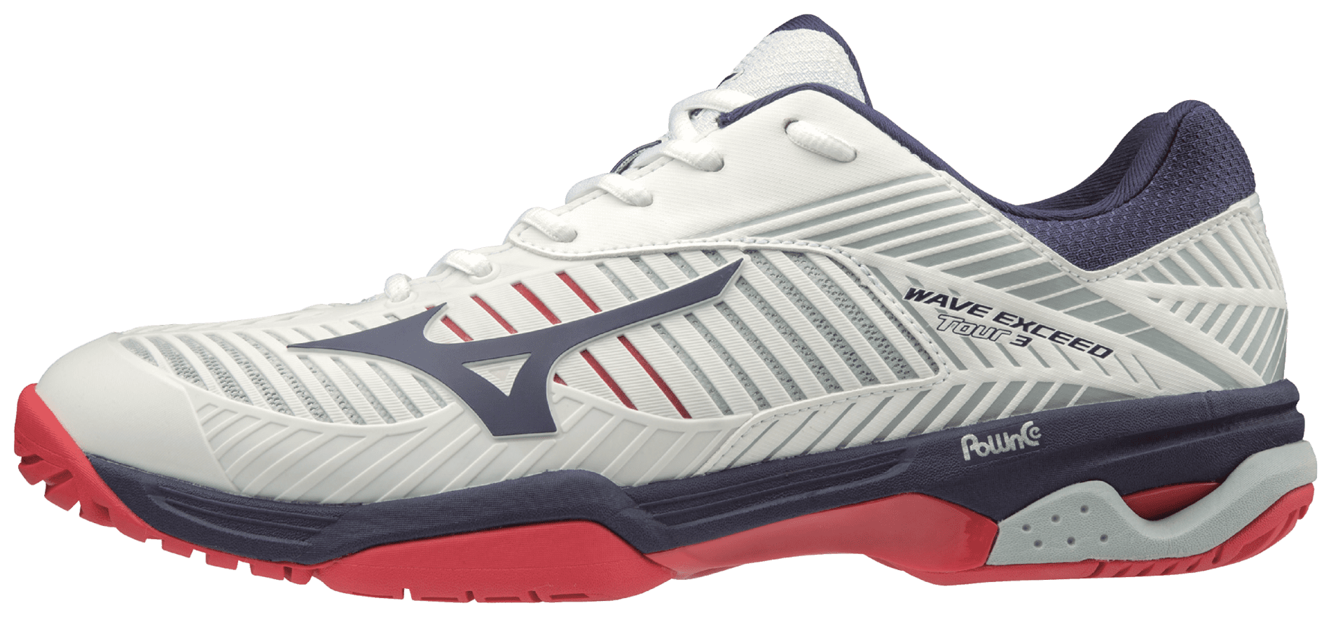 Mizuno Mens Wave Exceed Tour 3 AC Tennis Shoes Navy Blue Red White Sports 