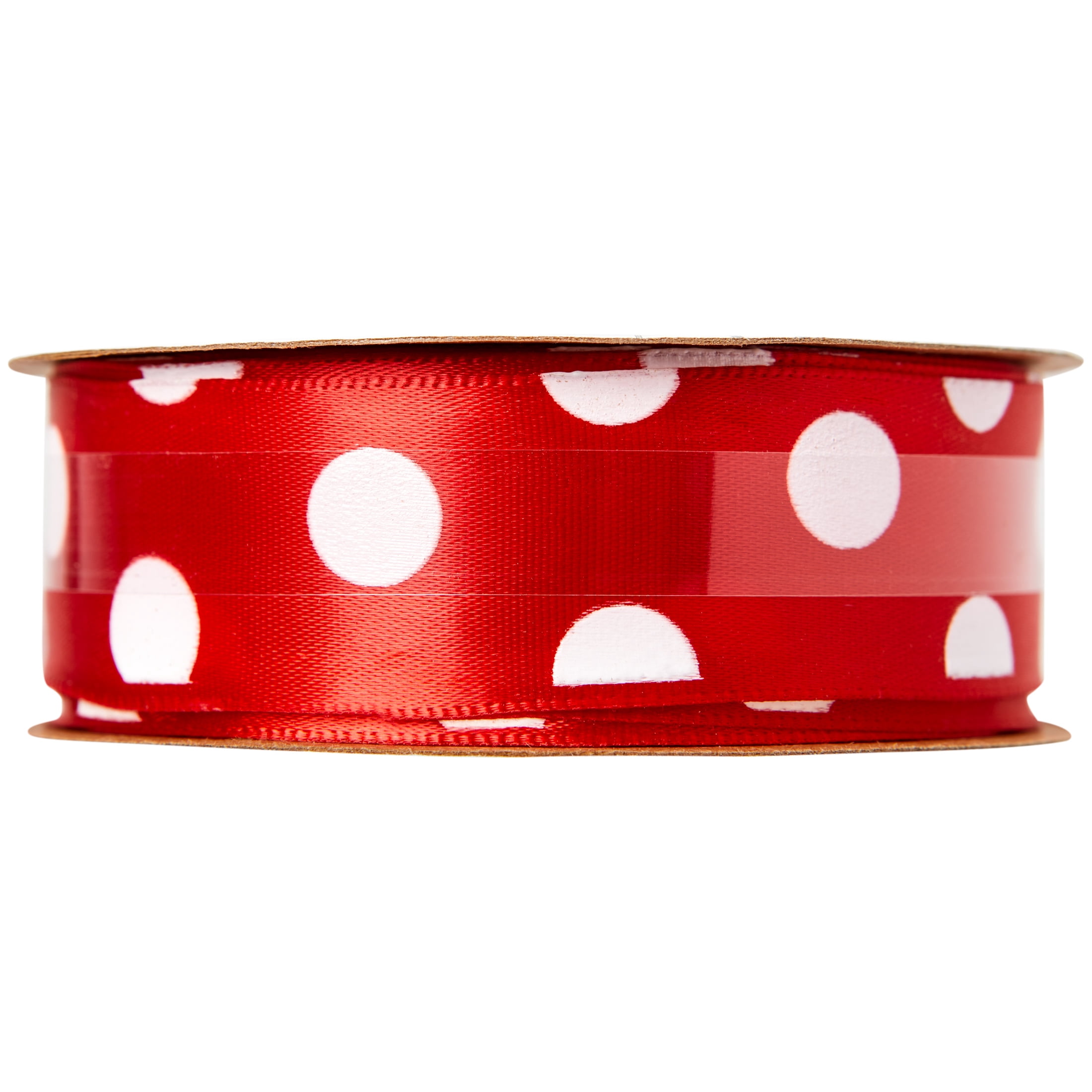 (3 pack) Offray Ribbon, Red with Polka Dot 7/8 inch Single Face Satin Polyester Ribbon, 9 feet