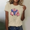 thumbnail image 2 of Womens 4Th of July Summer Tops Balloon Graphic Tees Usa Flag Star Printed Tops Shirts Round Neck Short Sleeve T-Shirts America Land of The Free Shirt Going Out Holiday Blouses, 2 of 4