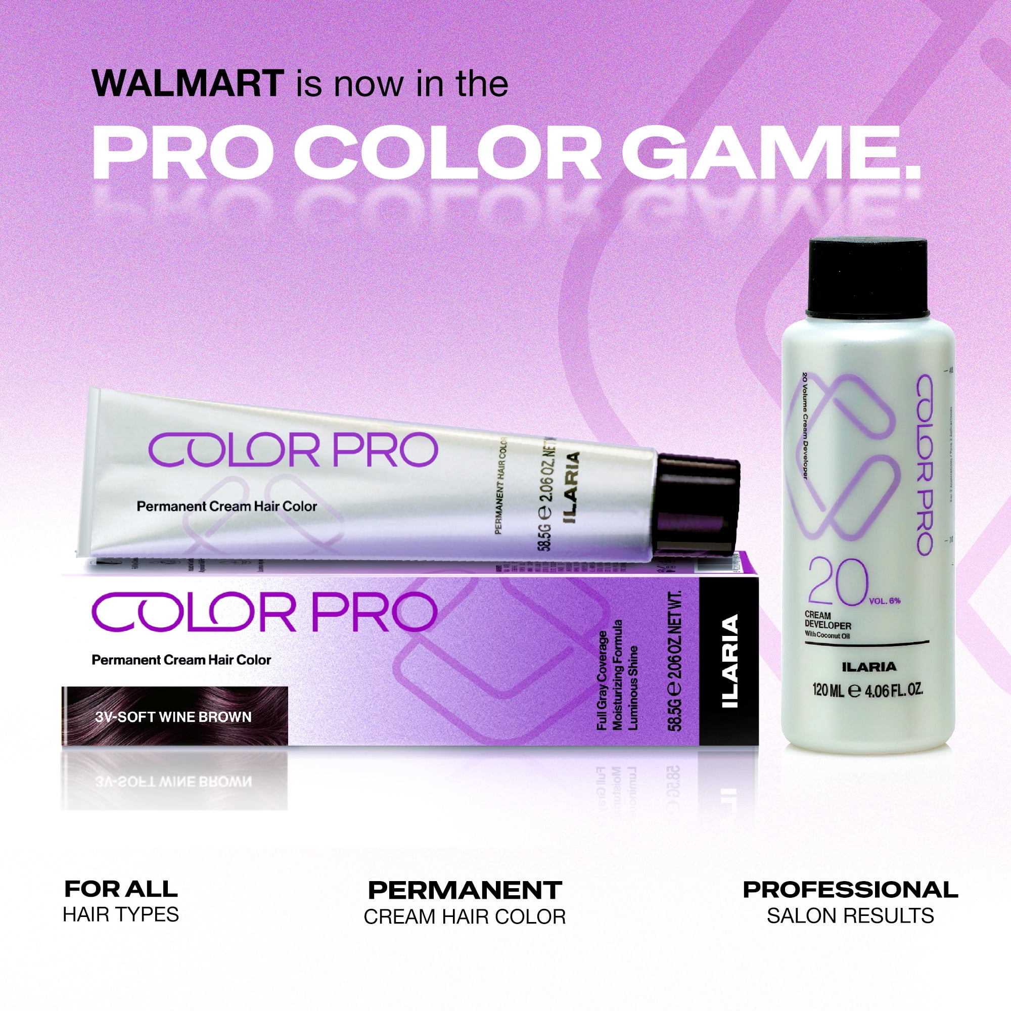 Ilaria COLORPRO Permanent Hair Color 3V-Soft Wine Brown 2 oz