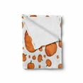 thumbnail image 2 of Harvest Soft Flannel Fleece Throw Blanket, Halloween Inspired Pattern Vivid Cartoon Style Plump Pumpkins Vegetable, Cozy Plush for Indoor and Outdoor Use, 50" x 60", Orange Green White, by Ambesonne, 2 of 6